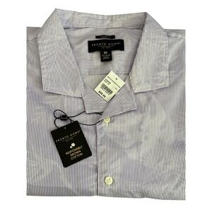 Pronto Uomo Short Sleeve Button Down 3XL Dress‎ Shirt Lavender Stripe Palms